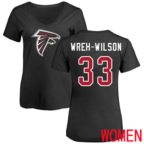 Atlanta Falcons Black Women Blidi Wreh-Wilson Name And Number Logo NFL Football #33 T Shirt